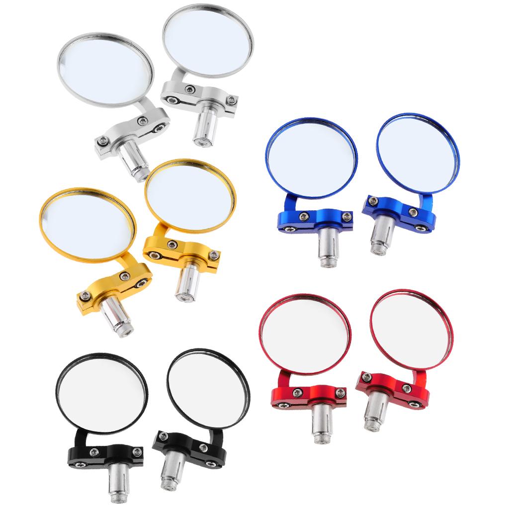 2Pcs 3inch Motorcycle Round Rearview Mirrors for Motorbike Scooter Blue