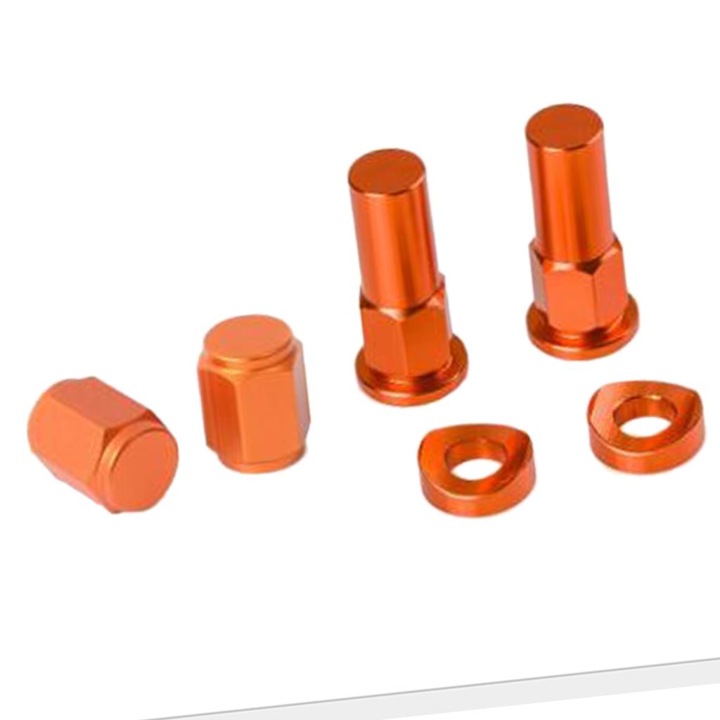 Motorcycle CNC Billet Tire Valve Stem Rim Lock Nut Cap Spacer Kit Orange