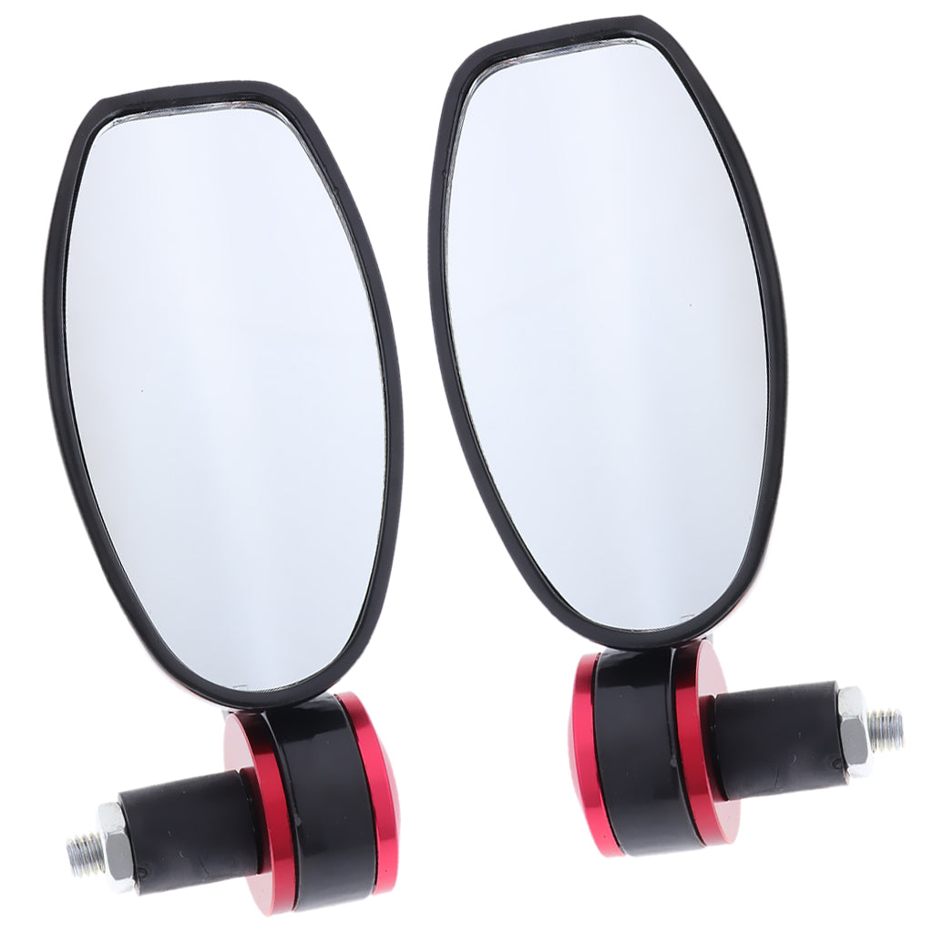 CNC Alloy Side Rear View Race Mirrors for Motorbikes Scooters Red + Black
