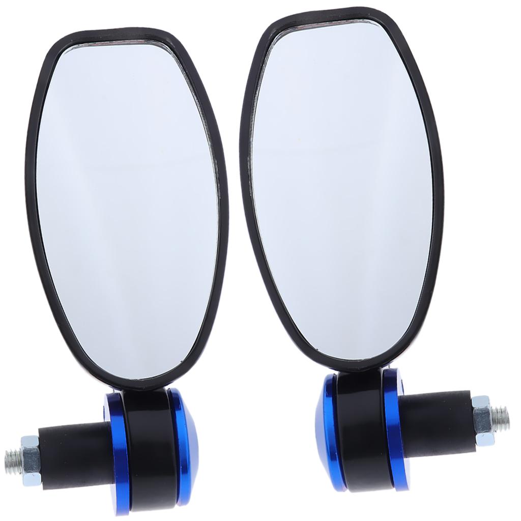 CNC Alloy Side Rear View Race Mirrors for Motorbikes Scooters Blue + Black
