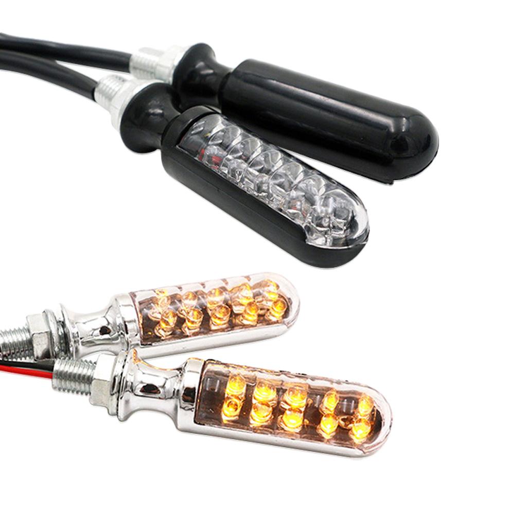 12V Motorcycle Cylindrical Turning Signal Light Signal Lamp Indicator Silver