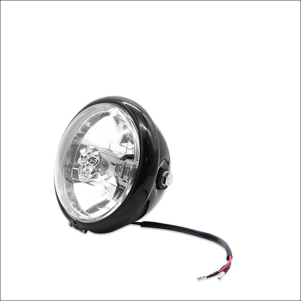 Universal Motorcycle Retro Front Headlight Black Metal For CG125 GN125