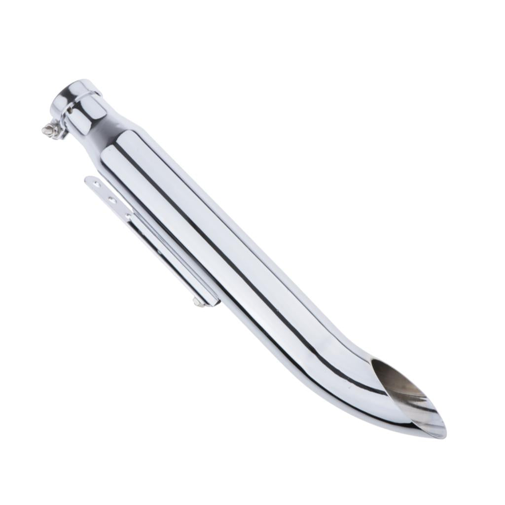 Motorcycle Racer Muffler Exhaust Pipe with Sliding Bracket Universal Silver