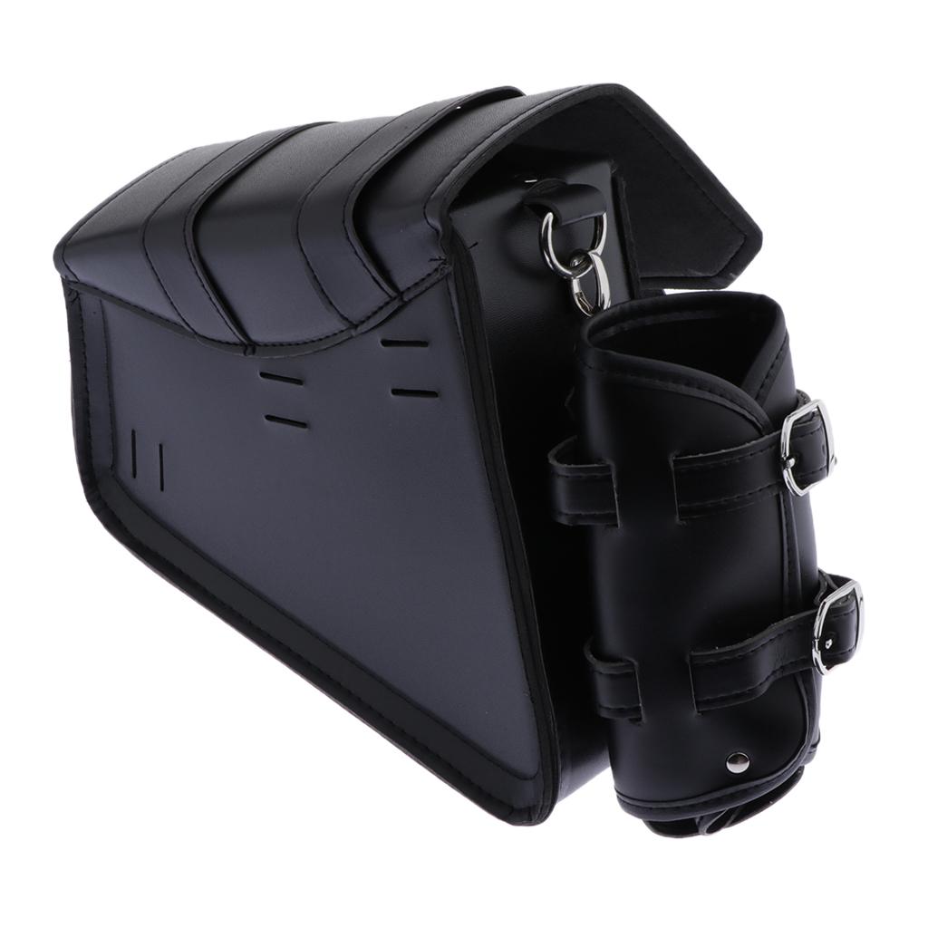 2x Motorcycle Left Saddlebag Tool Bag + Fuel Oil Bottle/Cup Holder Universal