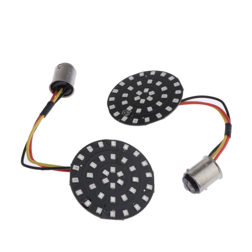 Pair 1156 Bullet LED Turn Signal Inserts Light For Harley Touring Softail XL Full Red
