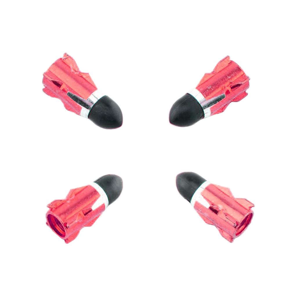 4Pieces Alloy Tire Stem Valve Caps Dust Cover for Motorcycle Red + Black