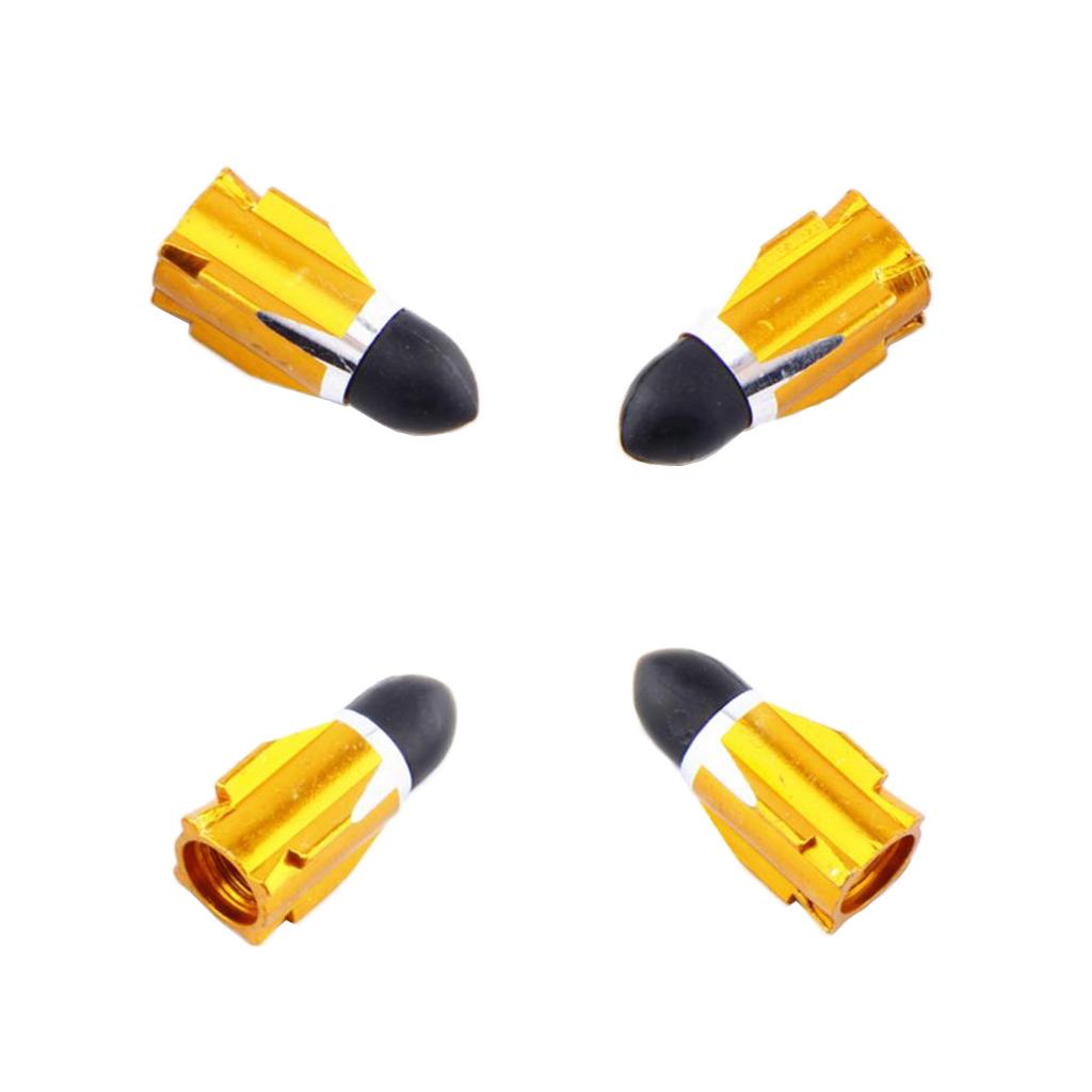 3x4Pieces Alloy Tire Stem Valve Caps Dust Cover for Motorcycle Yellow + Black