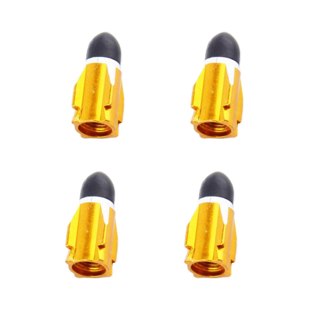 2x4Pieces Alloy Tire Stem Valve Caps Dust Cover for Motorcycle Yellow + Black