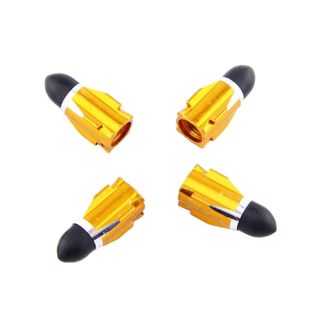 3x4Pieces Alloy Tire Stem Valve Caps Dust Cover for Motorcycle Yellow + Black