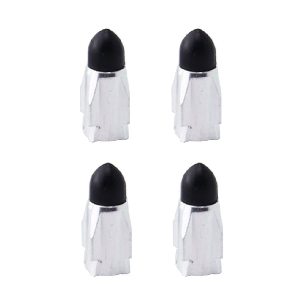 4Pieces Aluminum Tire Stem Valve Caps Dust Cover for Motorcycle Silver+Black
