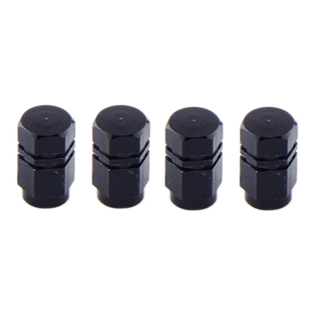 4 Pieces Alloy Tire Stem Valve Caps Dust Cover for Motorcycle Scooter Black