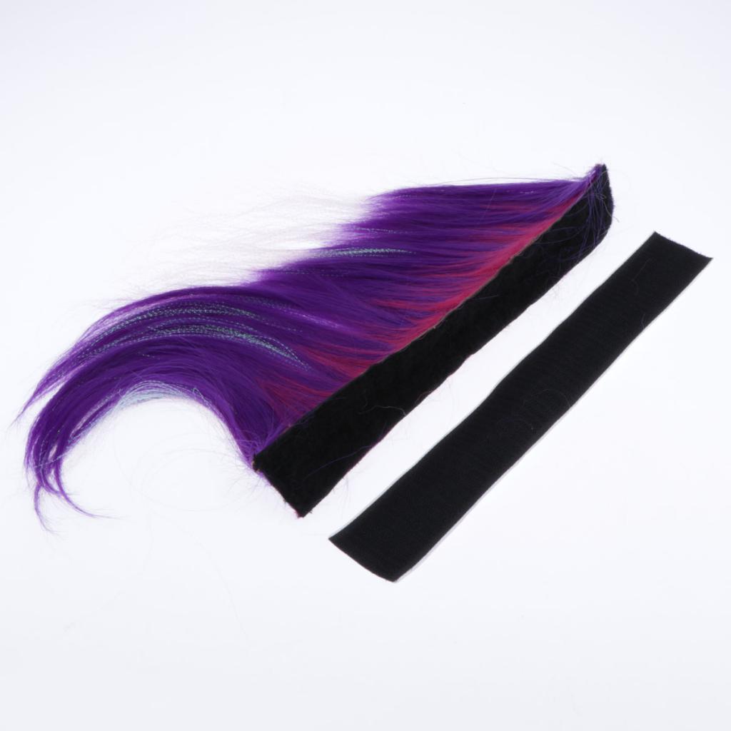 Motorcycle Helmet Adhesive Mohawk, Cool Helmet Decoration and Accessaries Purple+Rose Red