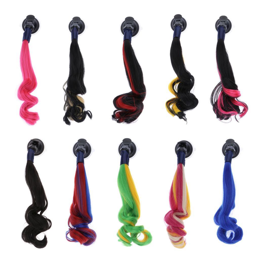 Helmet Braids Ponytail Motorcycle Helmet Curly Wig Pink