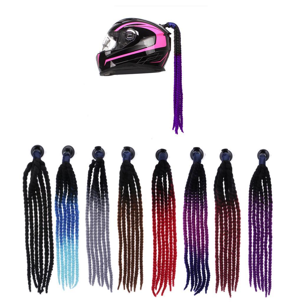 Hand-made Helmet Braids / Ponytail Motorcycle/Bicycle Helmet Wig Hair Black
