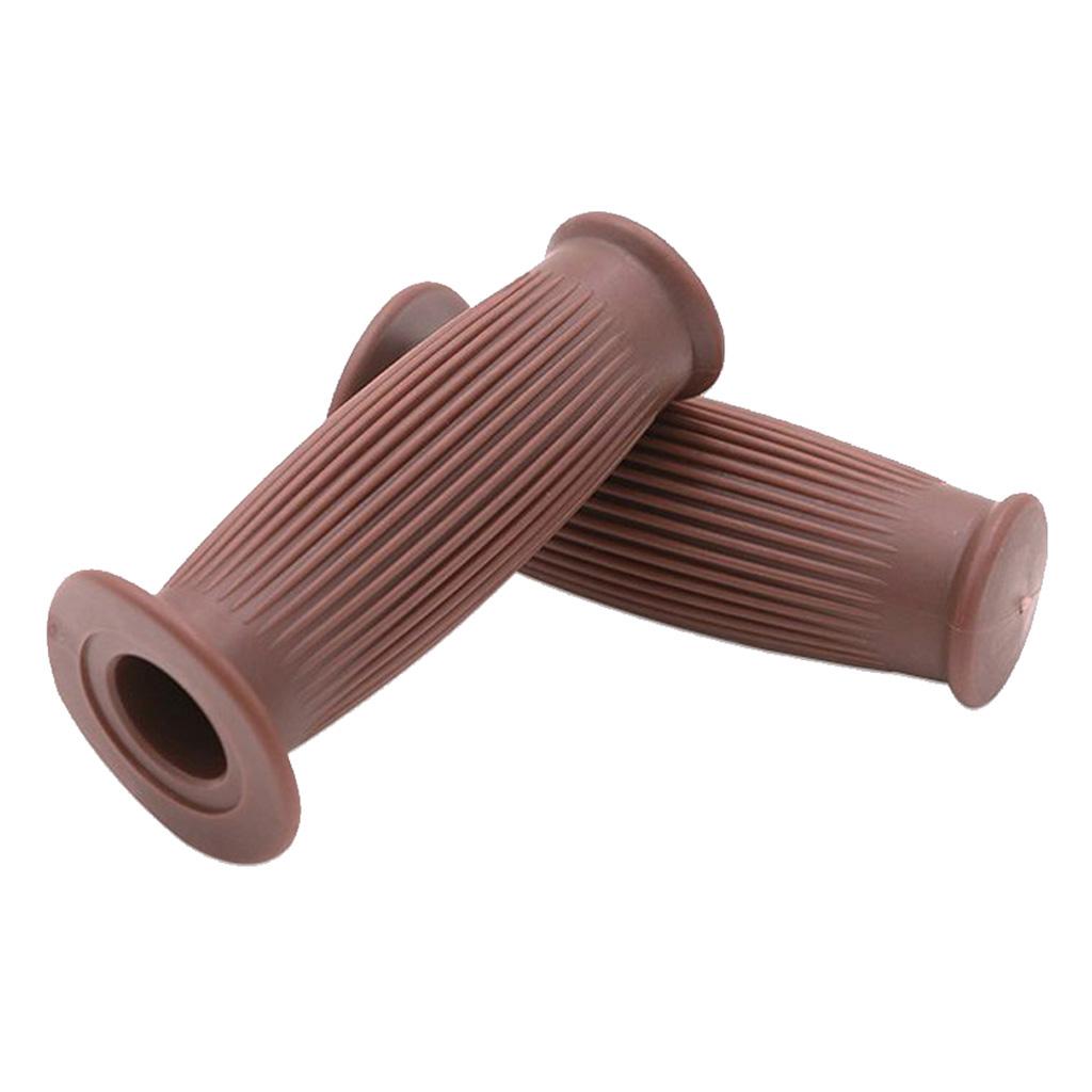 Pair Universal Motorcycle HandleBar Hand Grip Retro Handlebar Brown 22 24MM