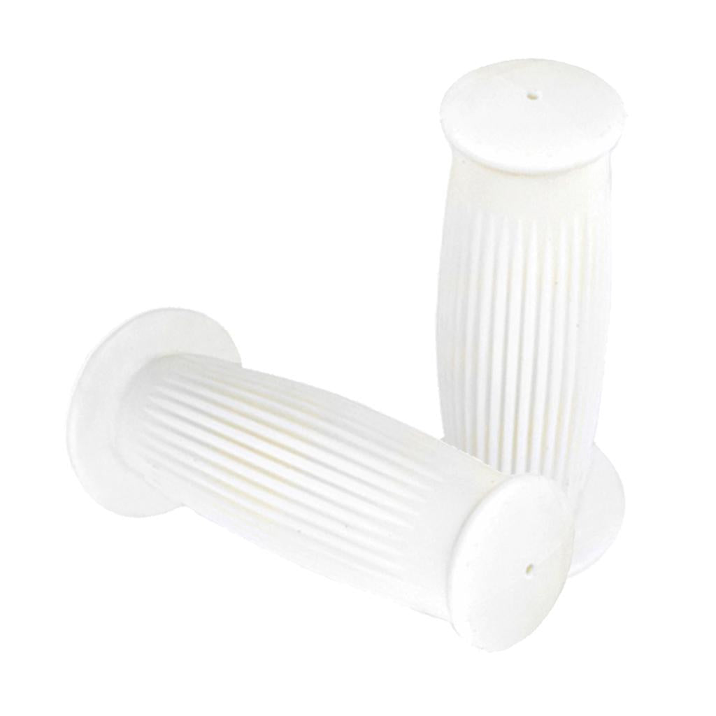 Pair Universal Motorcycle HandleBar Hand Grip Retro Handlebar White 25 28MM