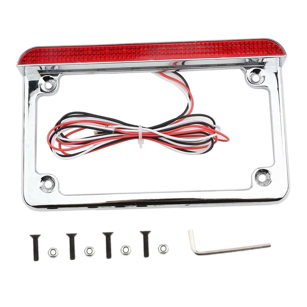 Universal Motorcycle Number License Plate Bracket w/ LED Tail Singnal Light