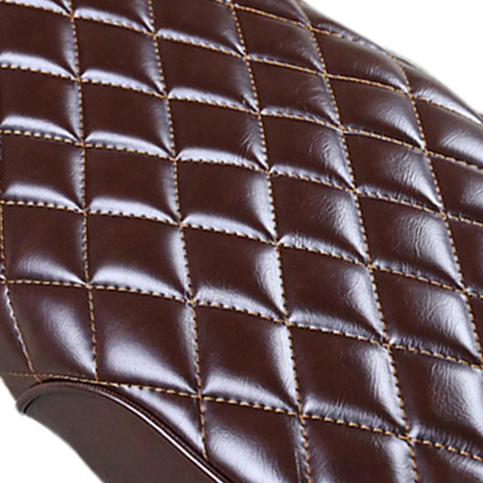 Brown Leather Motorcycle Cafe Racer Seat Flat Saddle for Vintage Street Bike