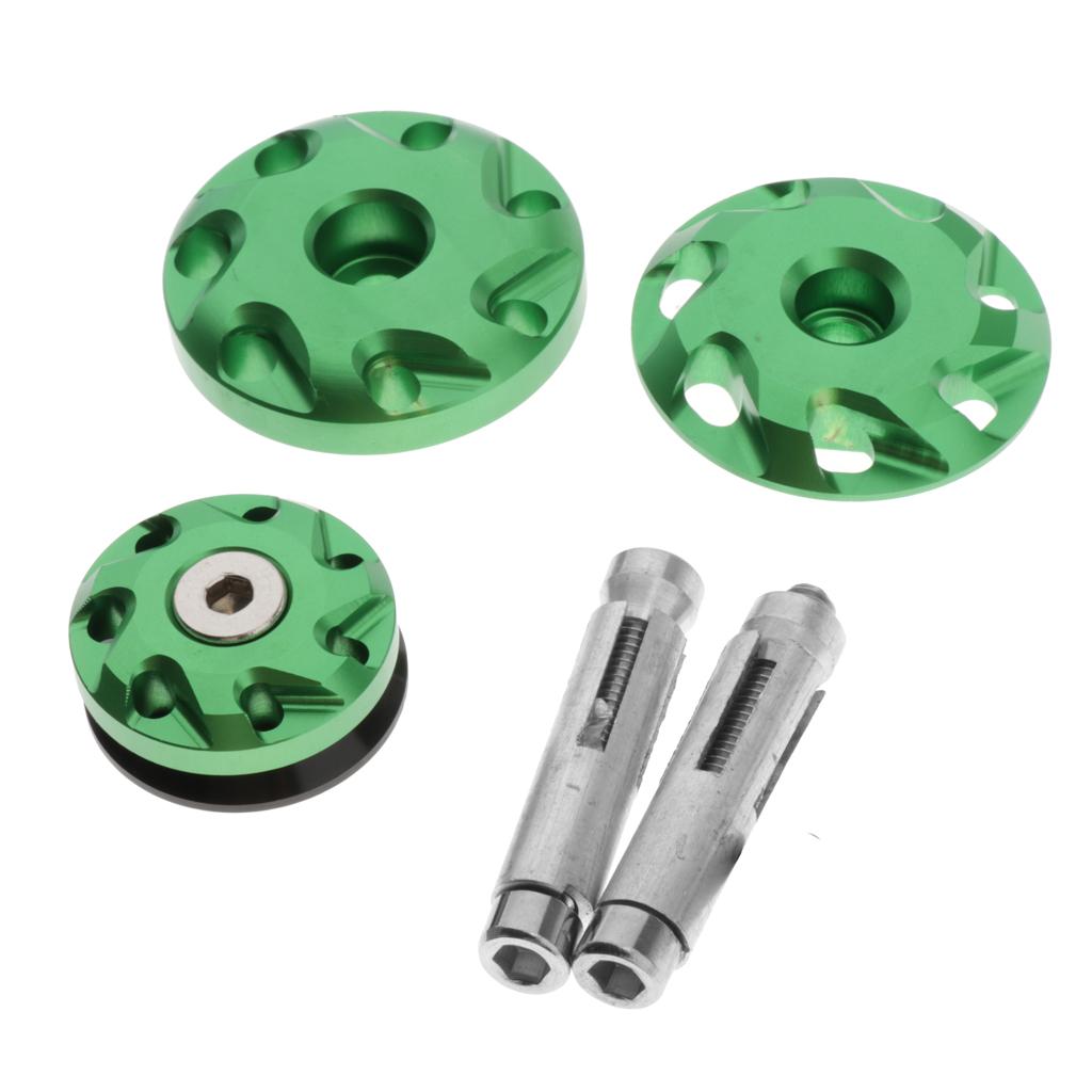 3Pieces Motorcycle Frame Hole Cap Cover Plugs For Kawasaki Z1000 10-17 Green