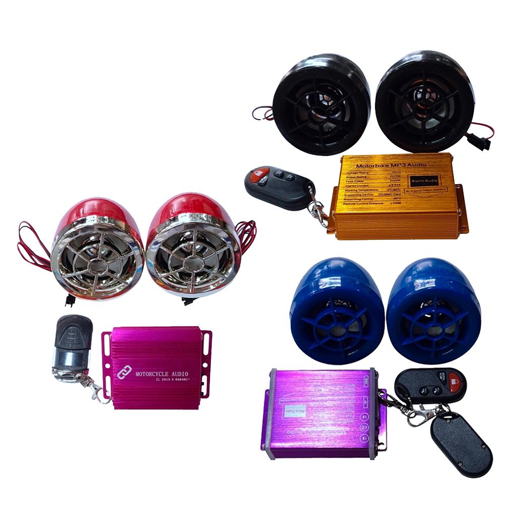 12V Motorbike Audio Stereo Sound System USB MP3 w/ Dual Speaker Purple+Blue