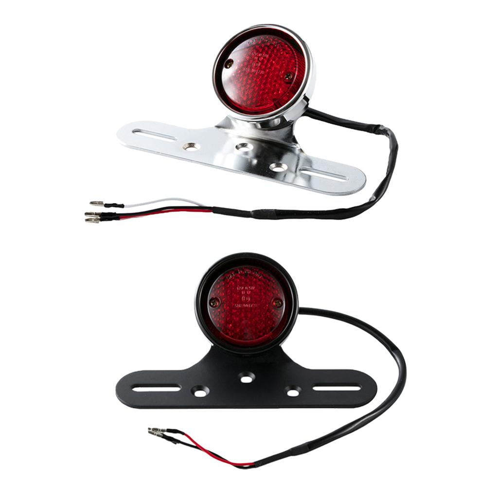 LED Motorcycle Brake License Plate Integrated Tail Light 12V Black