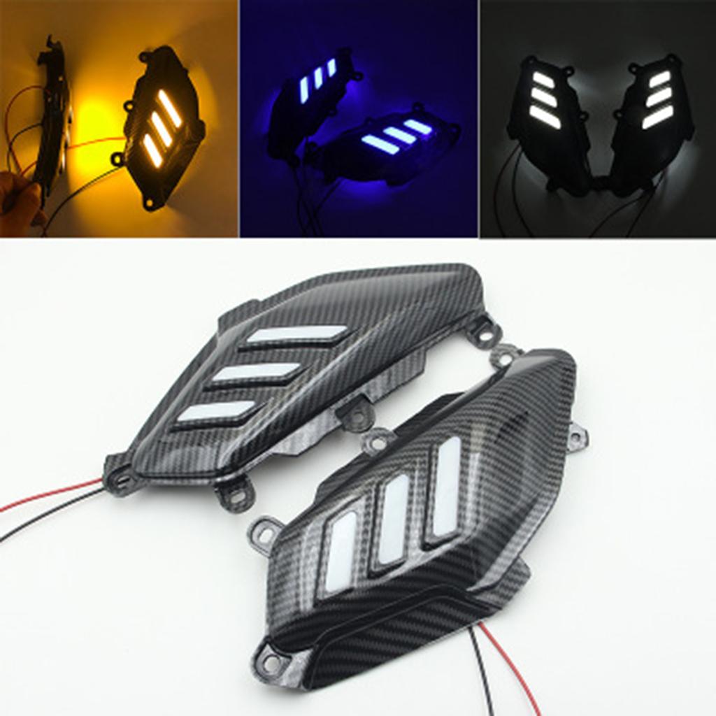 Motorcycle Rear Side Grille Guard Cover with LED For Yamaha Nmax 155 White