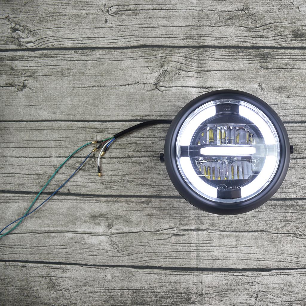 7.4inch Motorcycle Round LED Halo Headlight Bulb Projector for Harley White