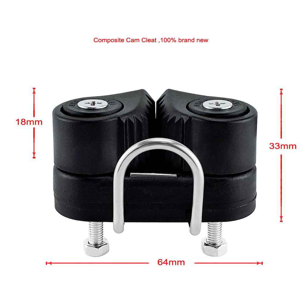 Composite Sailboat 2 Row Ball Bearing Cam Cleat with Leading Ring Black