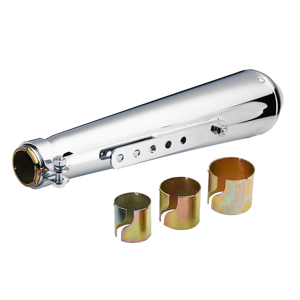 Universal Motorcycle Exhaust Muffler Pipe w/ 3 Reducing Sleeve