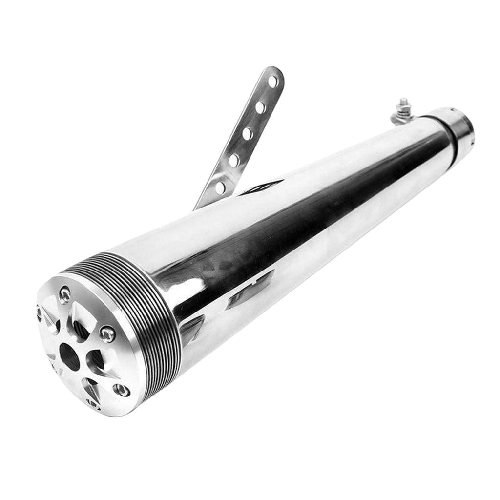 45mm Long Exhaust Motorcycle Slip-on Muffler Pipe Silver for Harley
