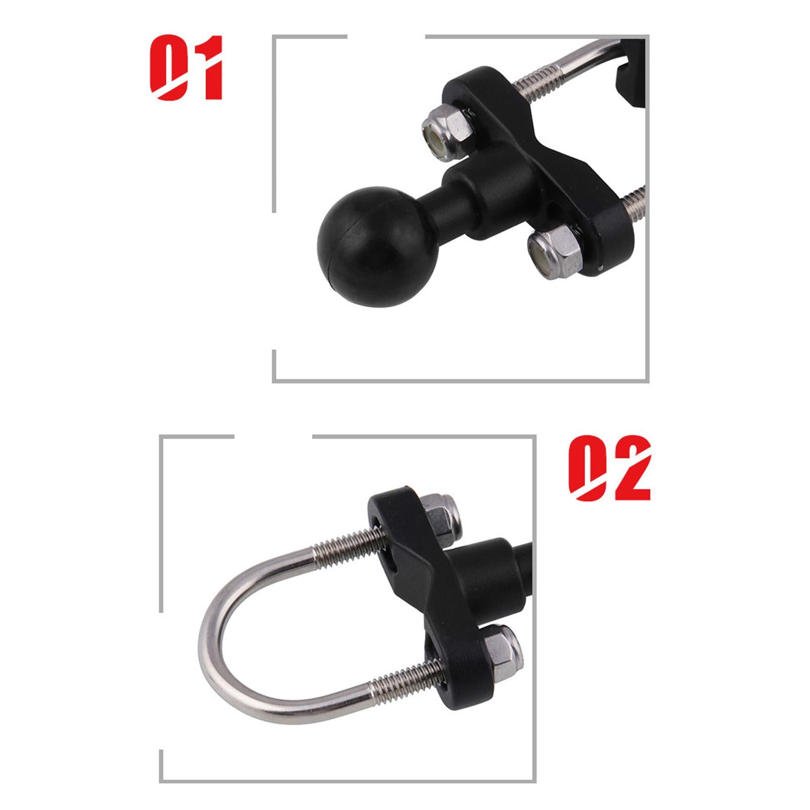 Scooter Motorcycle Handlebar Rail Mount U Bolt Mounting Base 1" Ball Head