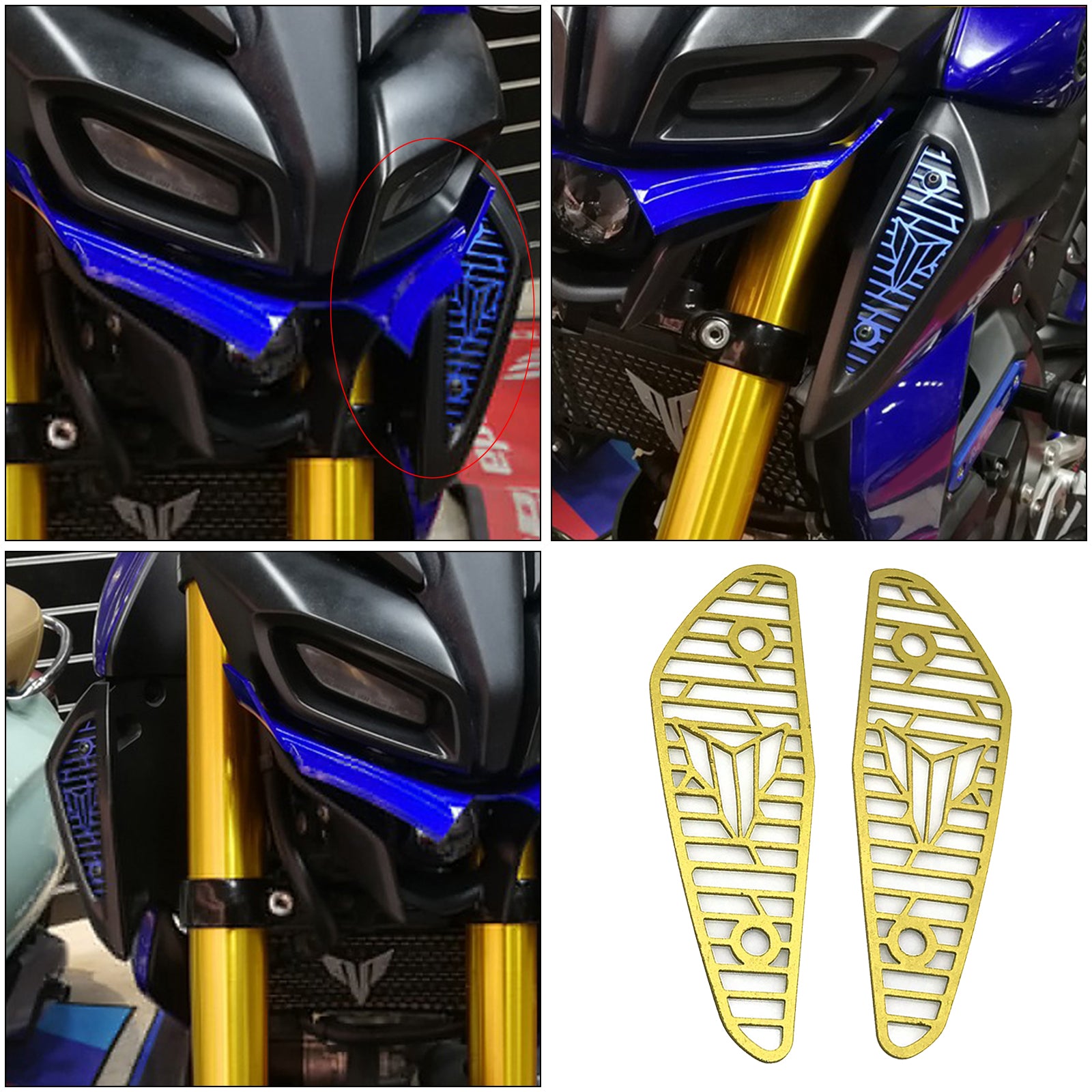 2pcs Motorcycle Air Intake Cover Guard For Yamaha MT-15 18-20 Gold