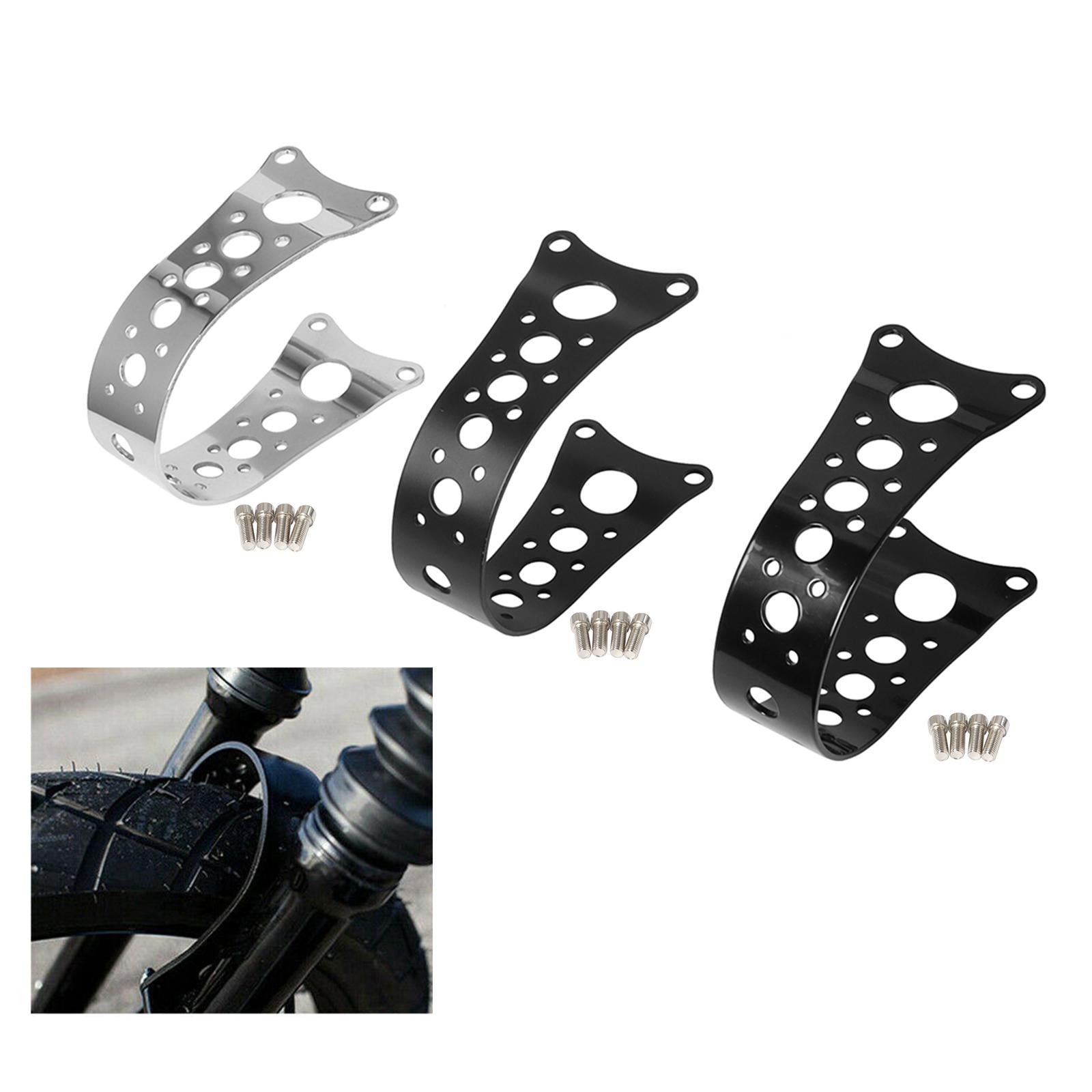 Front Fender Tracker Fork Brace Fits for Harley 88-17 Parts Bright Black