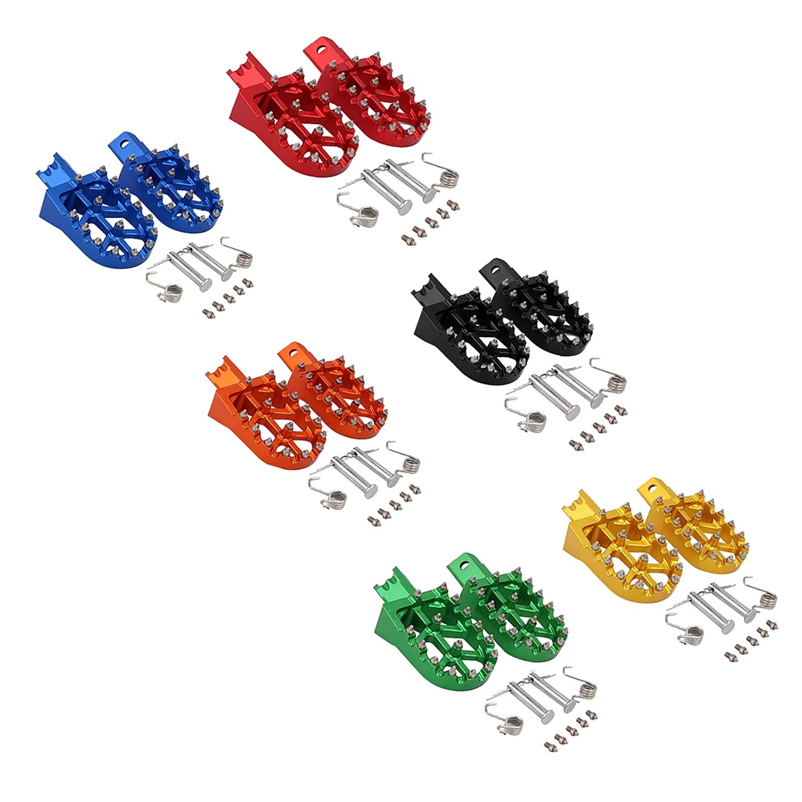 1 Pair Universal Motorcycle Foot Peg Footrest Aluminium Pads Wide Black