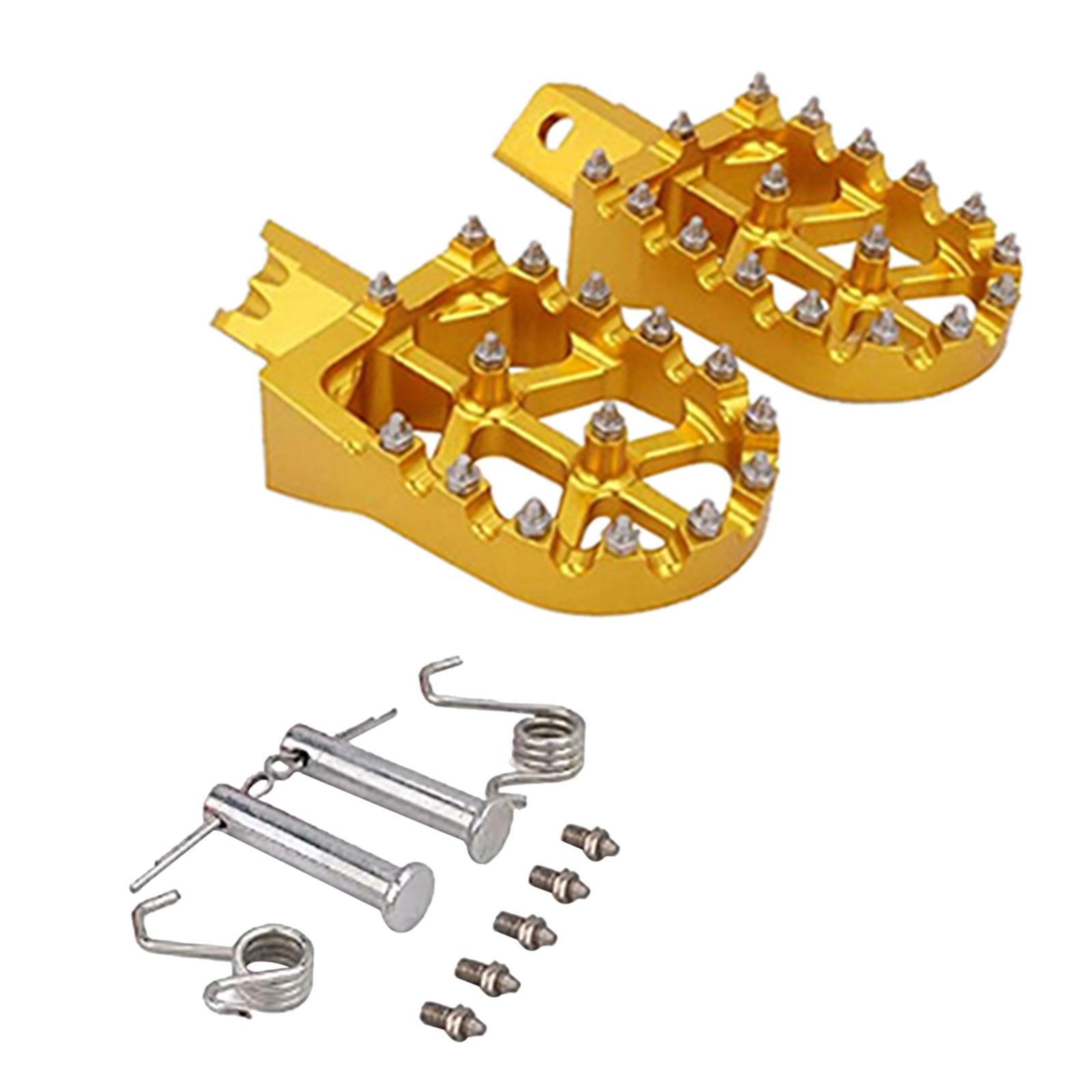 1 Pair Universal Motorcycle Foot Peg Footrest Aluminium Pads Wide Golden