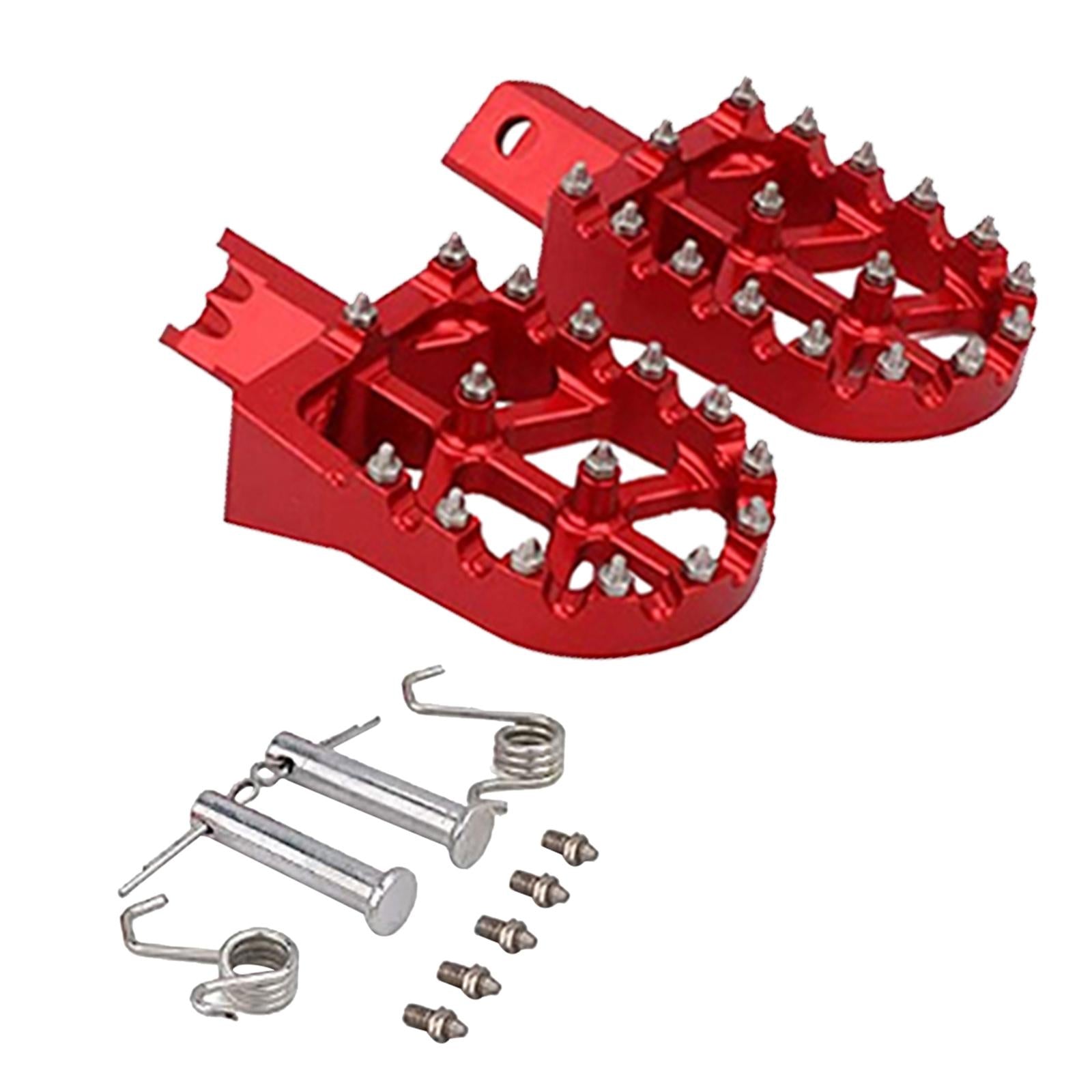 1 Pair Universal Motorcycle Foot Peg Footrest Aluminium Pads Wide Red