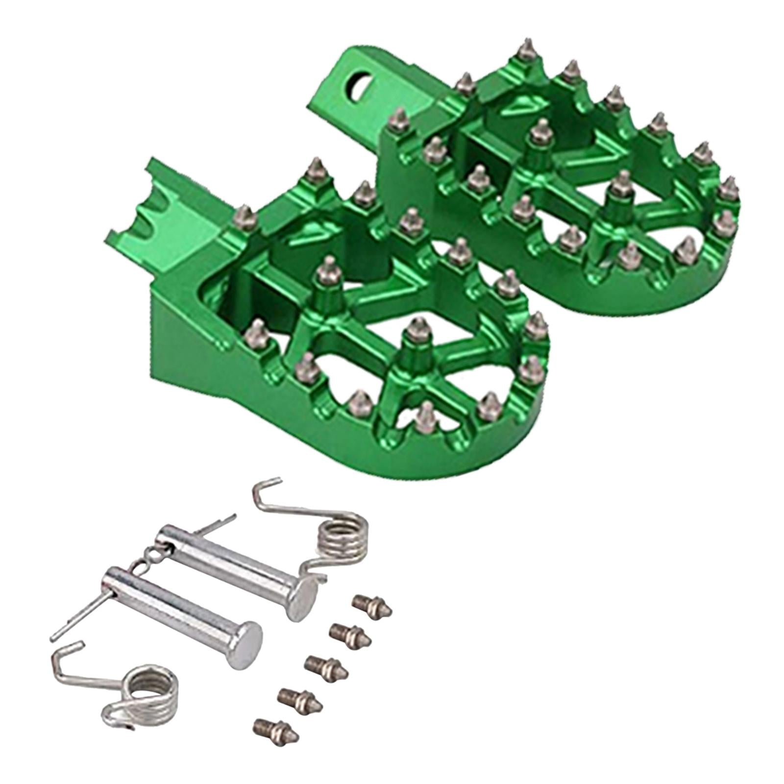 1 Pair Universal Motorcycle Foot Peg Footrest Aluminium Pads Wide Green