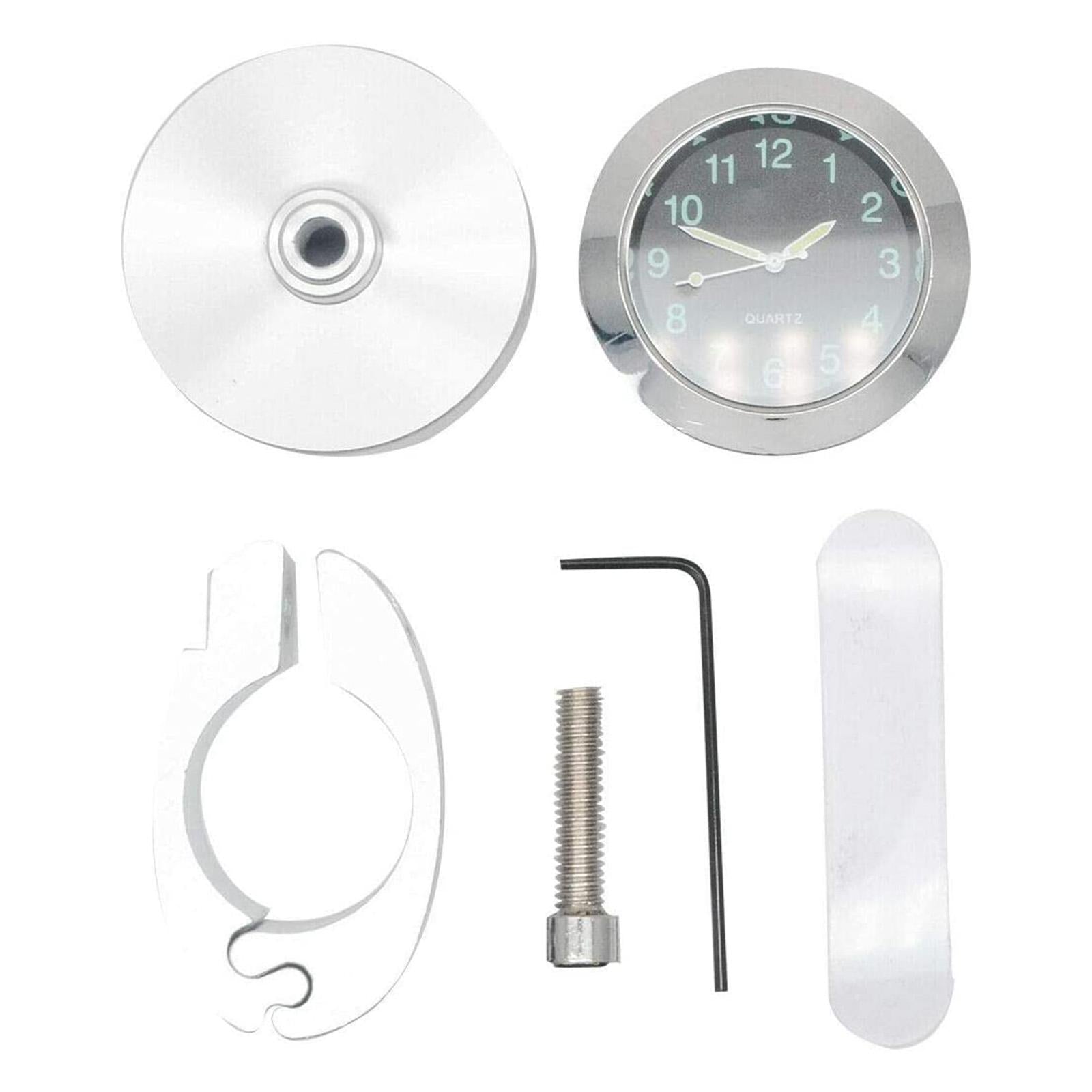 Waterproof Motorcycle Handlebar Clock Glow In Dark Bicycle Bike Watch Silver