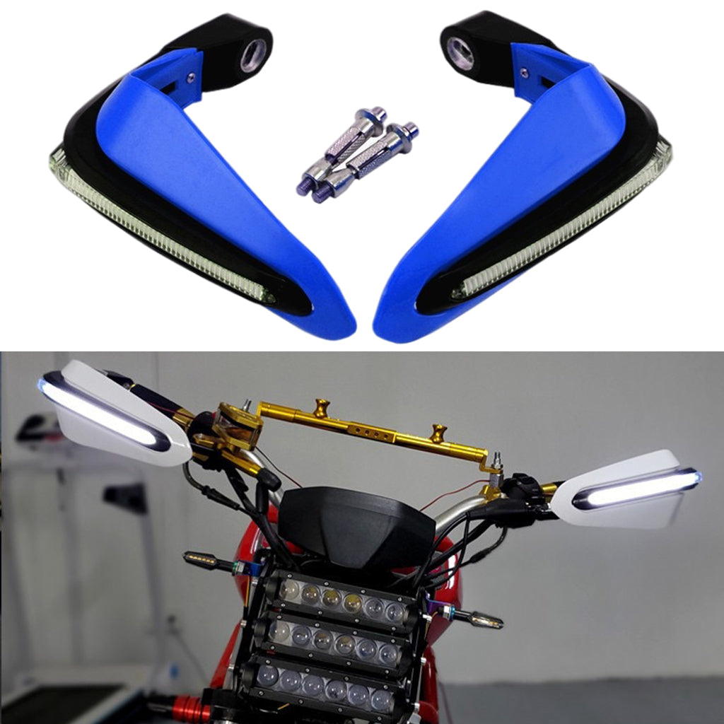 1 Pair Motorcycles Handguards LED Hand Guards Windproof Impact Absorption Blue