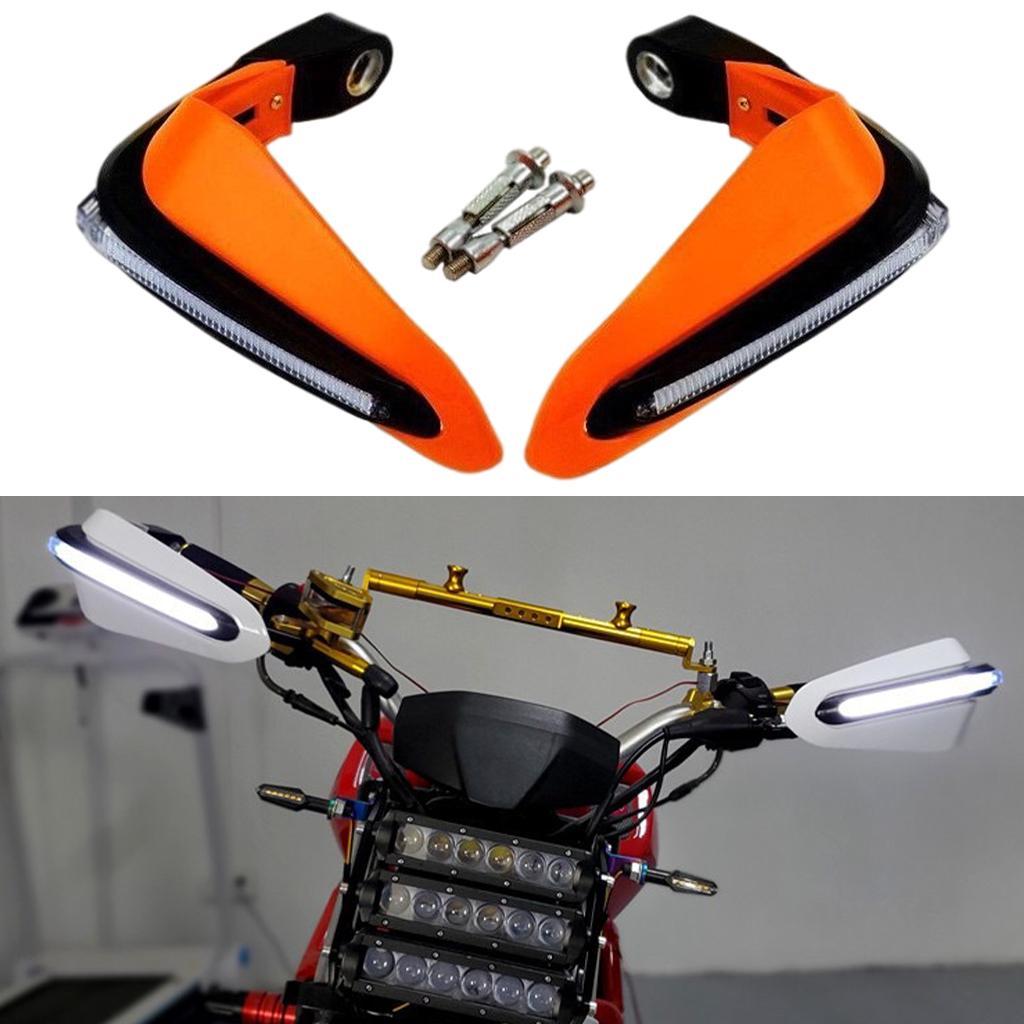 1 Pair Motorcycles Handguards LED Hand Guards Windproof Impact Absorption Orange