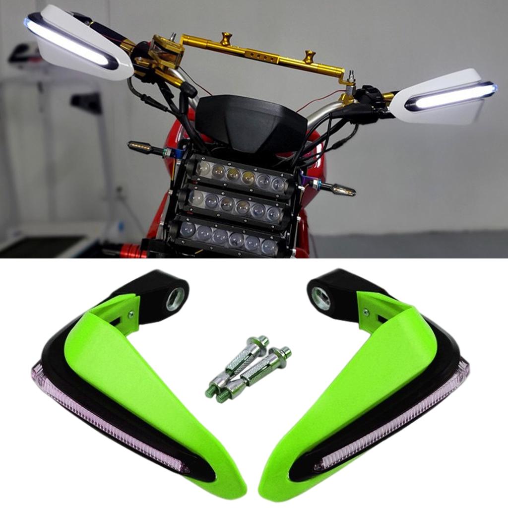 1 Pair Motorcycles Handguards LED Hand Guards Windproof Impact Absorption Green