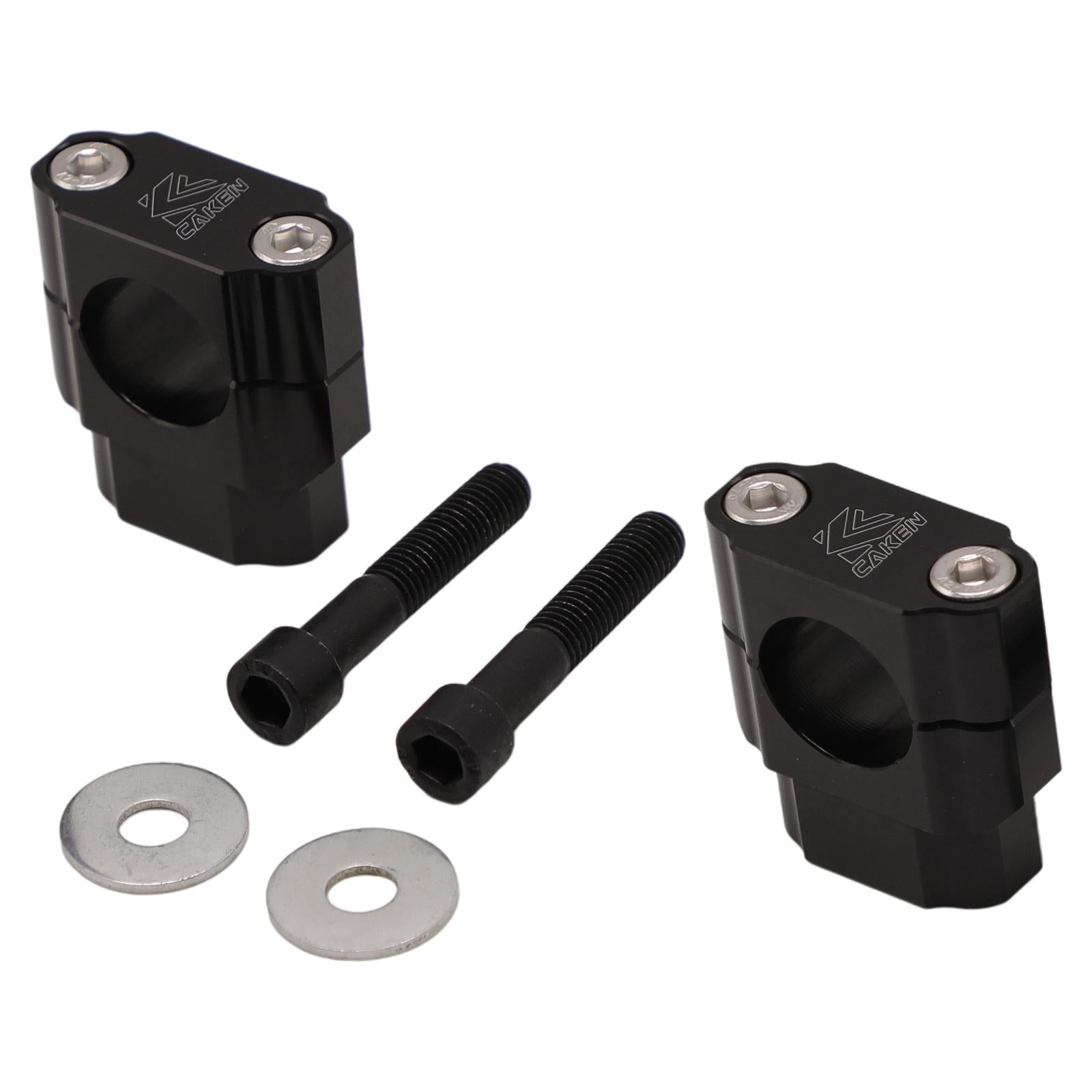 2x Aluminum Universal Motorcycle Handlebar Risers Adaptor Replace Parts Black