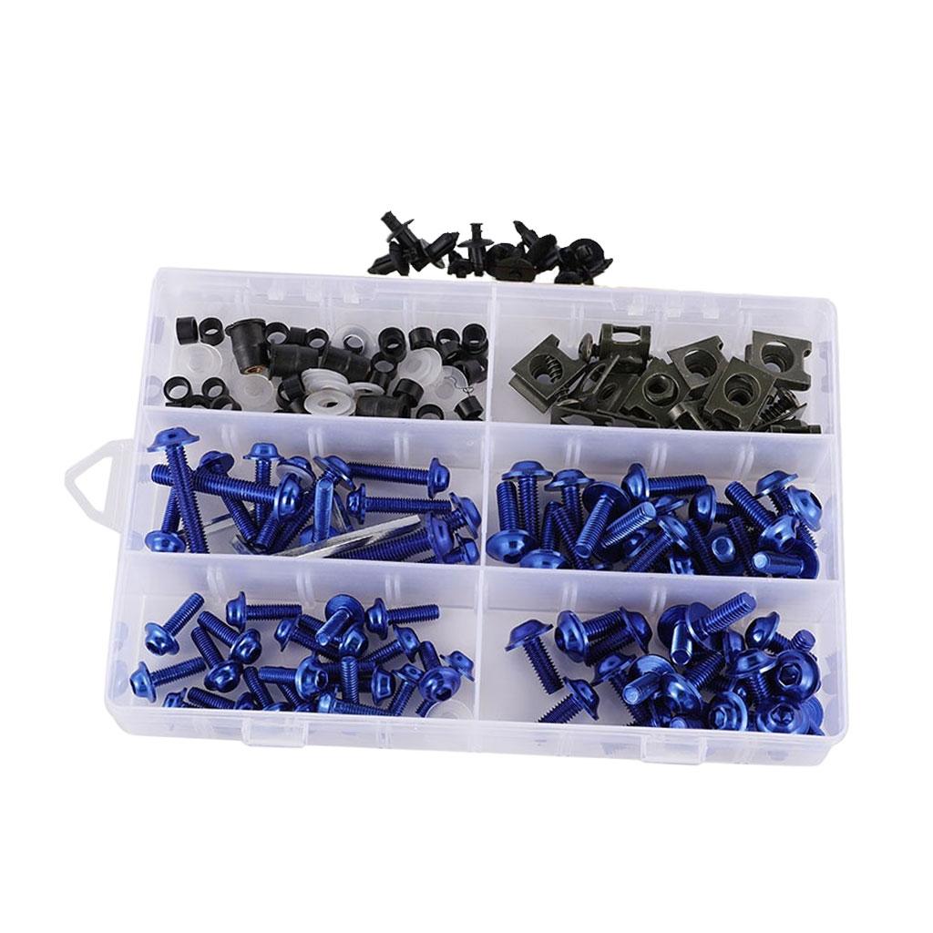 173x Universal Motorcycle Fairing Bolt Kit for BMW Nuts Washers Blue