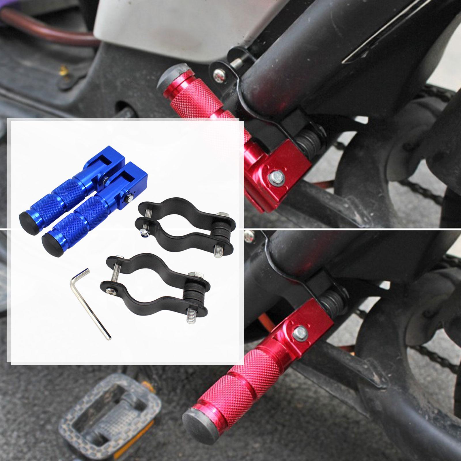 Universal Foot Pegs Folded Non-Slip Cycling Dirt Bikes with Brackets Blue