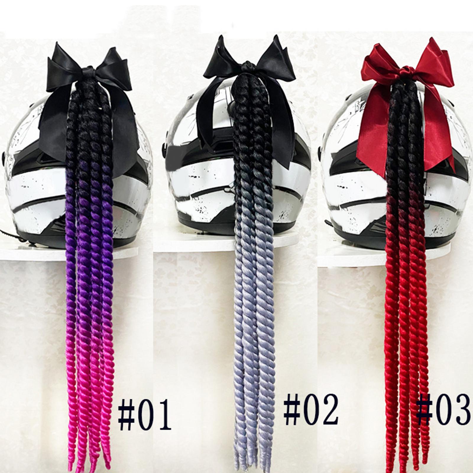 Helmet Braids Ponytail with Bowknot Decoration Dreadlocks black red