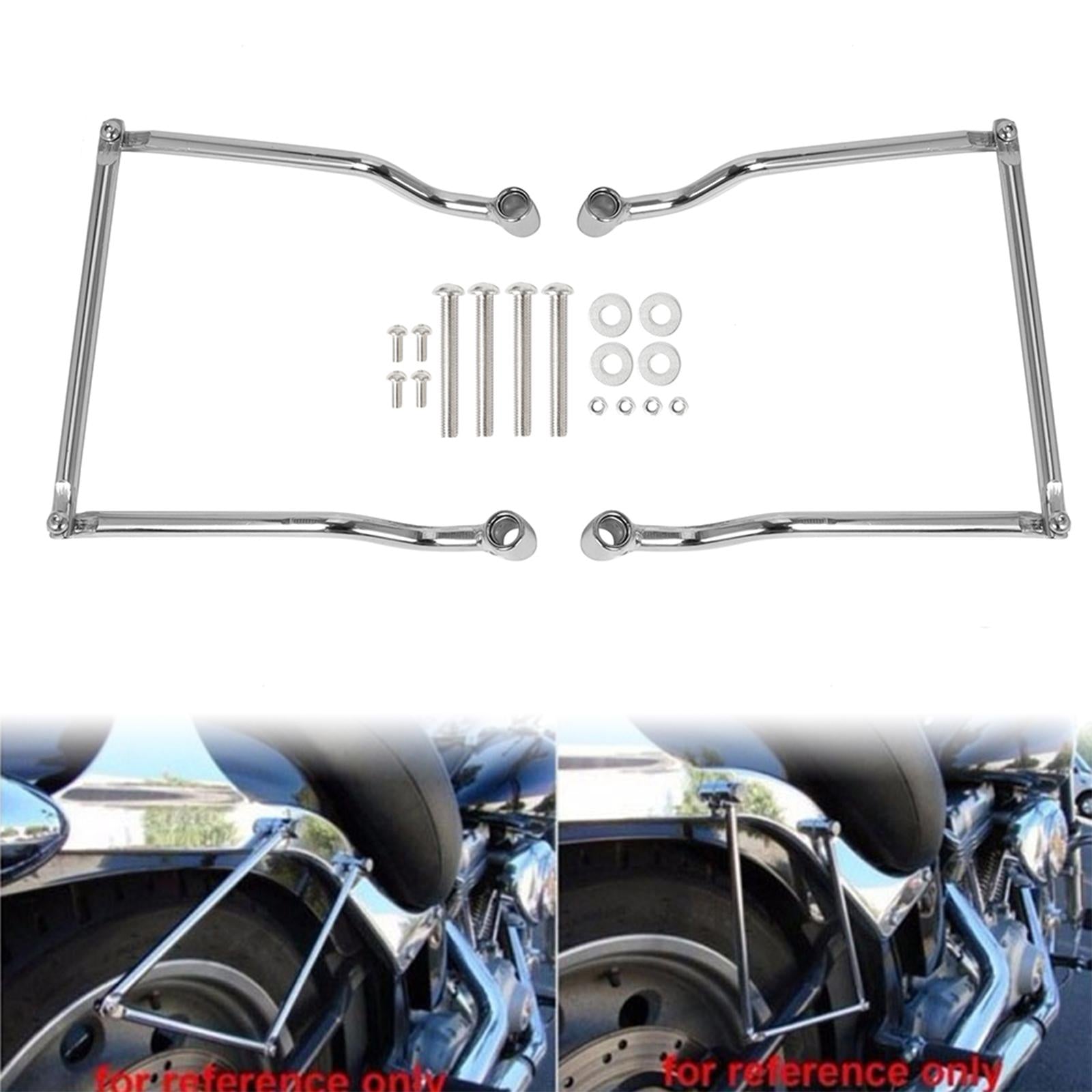 Universal Motorcycle Saddlebag Supporting Bars Brackets Premium Silver