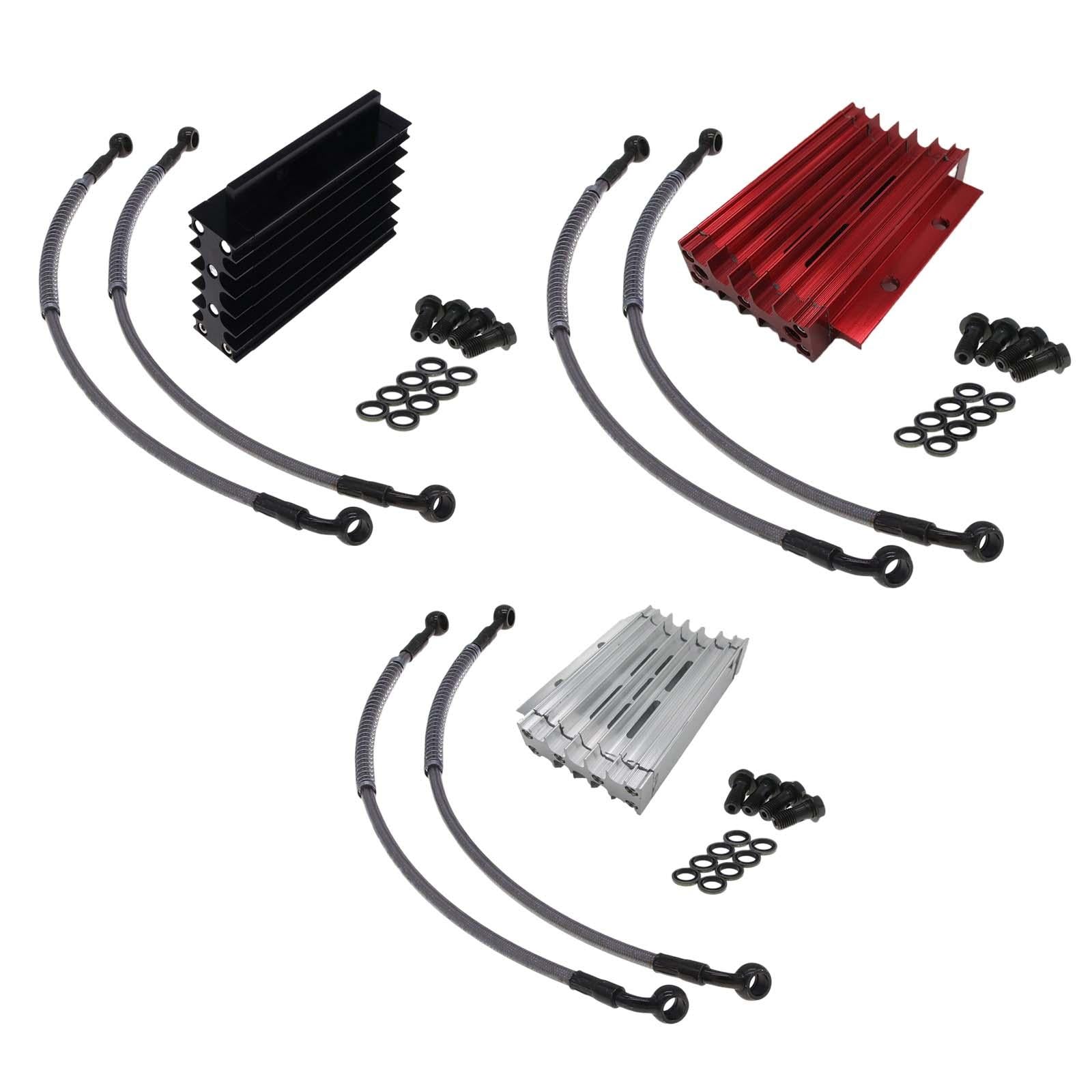 Motorcycle Oil Cooler Aluminum Oil Radiator Kit for Monkey 125cc 140cc Black