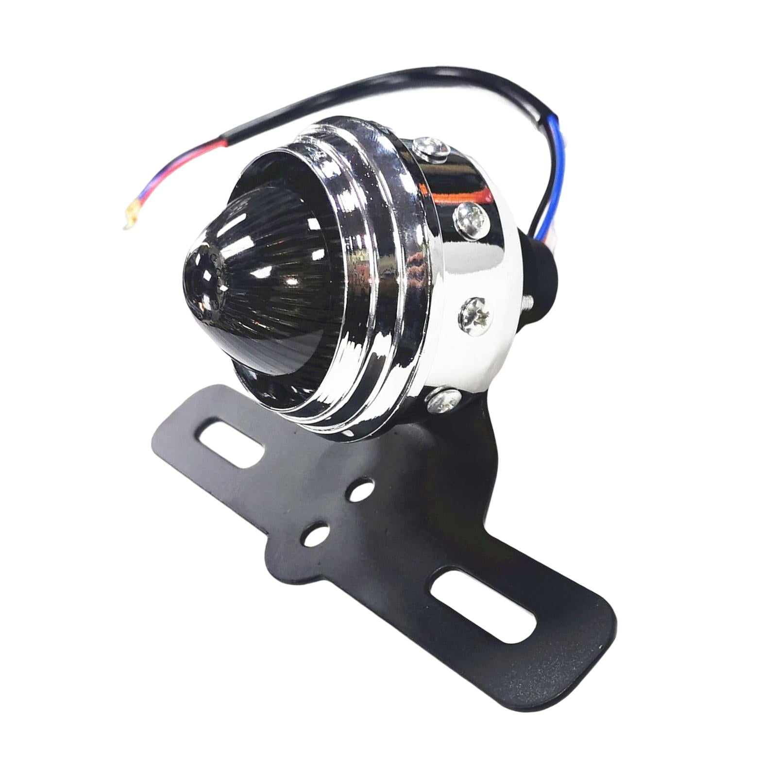 Motorcycle LED Tail Brake Light with License Plate Holder Black+Silver Shell