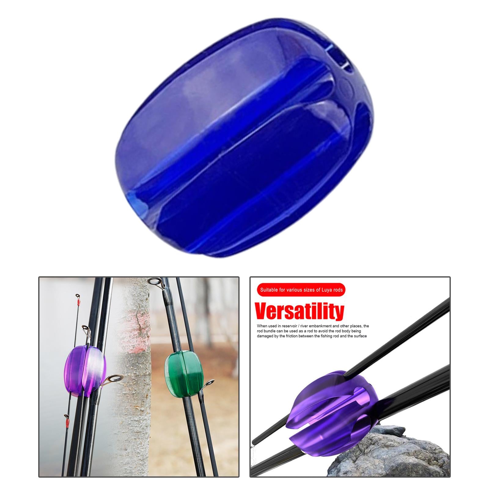 4xReusable Fishing Rod Tie Holder Fastener Binding Clip for Outdoor Use Blue
