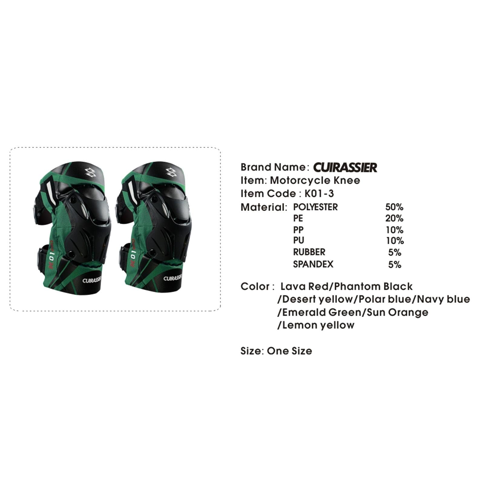 2x Motorcycle Knee Pads K01-3 for Motocross Racing Reflective Green